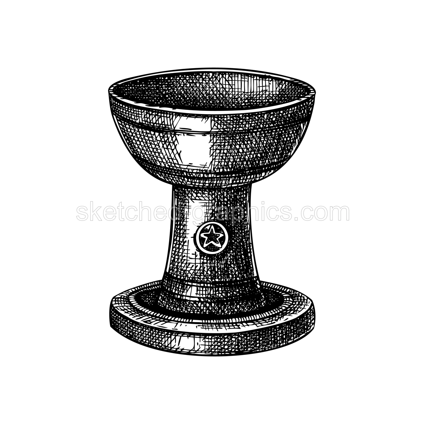 Offering bowl sketch. Witchcraft vector illustration. Vintage Halloween design element. Hand-drawn alchemy, apothecary, esoteric symbol. NOT AI generated Illustration